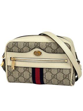 Gucci Shoulder Bag GG Pattern Sherry Line Web Beige White